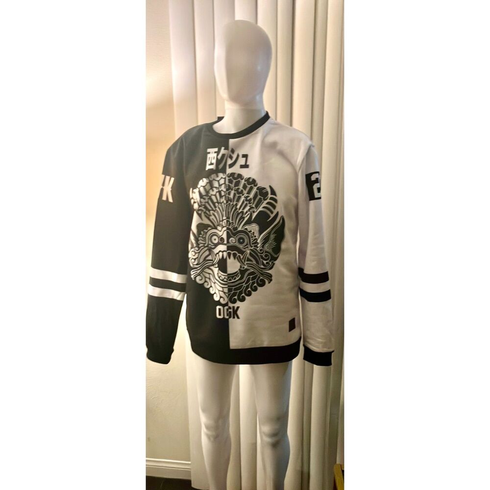 WEST KVSH black and white dragon design long sleeve sweatshirt streetwear